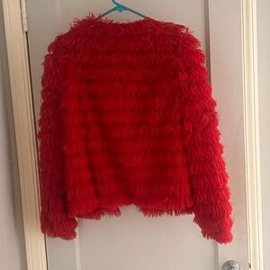 Red Fuzzy Jacket. Size Medium